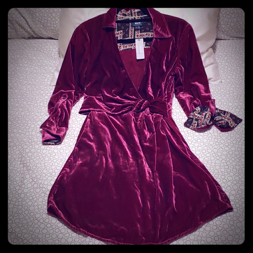 NWT Maeve by Anthropologie Red Velvet Dress 4P